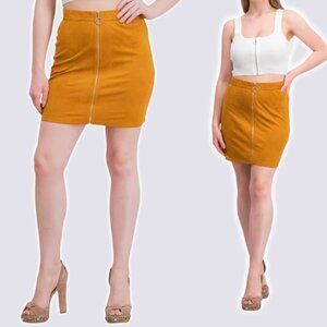 GUESS Faux Suede Front Zip Skirt Sz XS